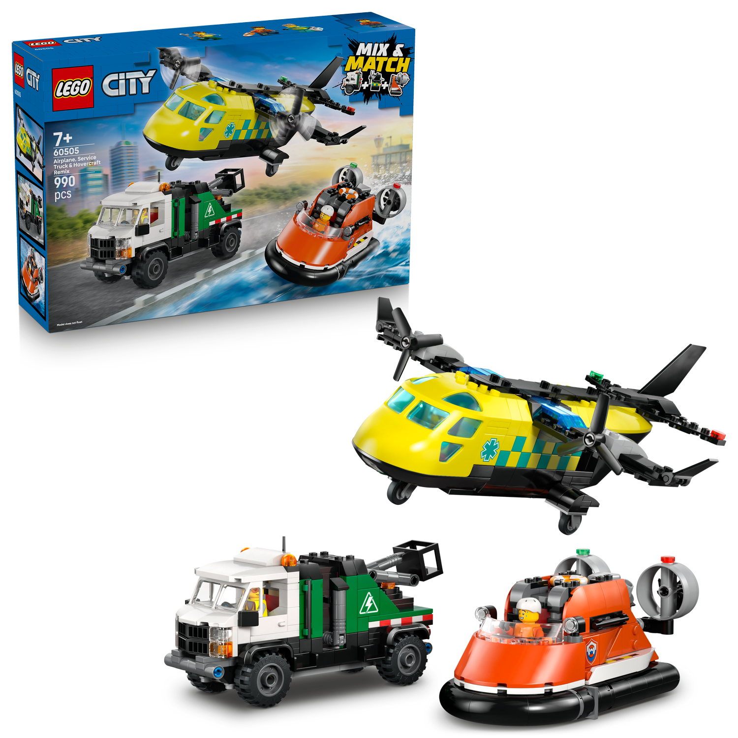 LEGO® City Airplane, Service Truck & Hovercraft Remix